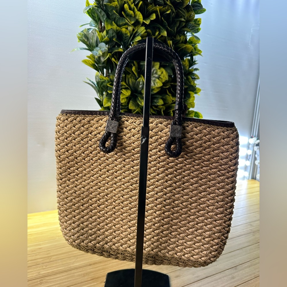 Elegant Brighton Brown Woven Tote Bag